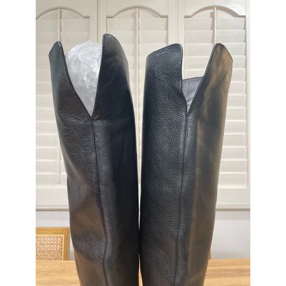 Larroudé Knee-High Equestrian Style Boots Black Leather Size 6.5 NWOB Inside Zip - Picture 9 of 16